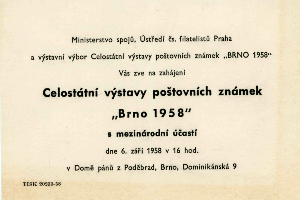 Celostátní výstava poštovních známek Brno 1958 s mezinárodní účastí